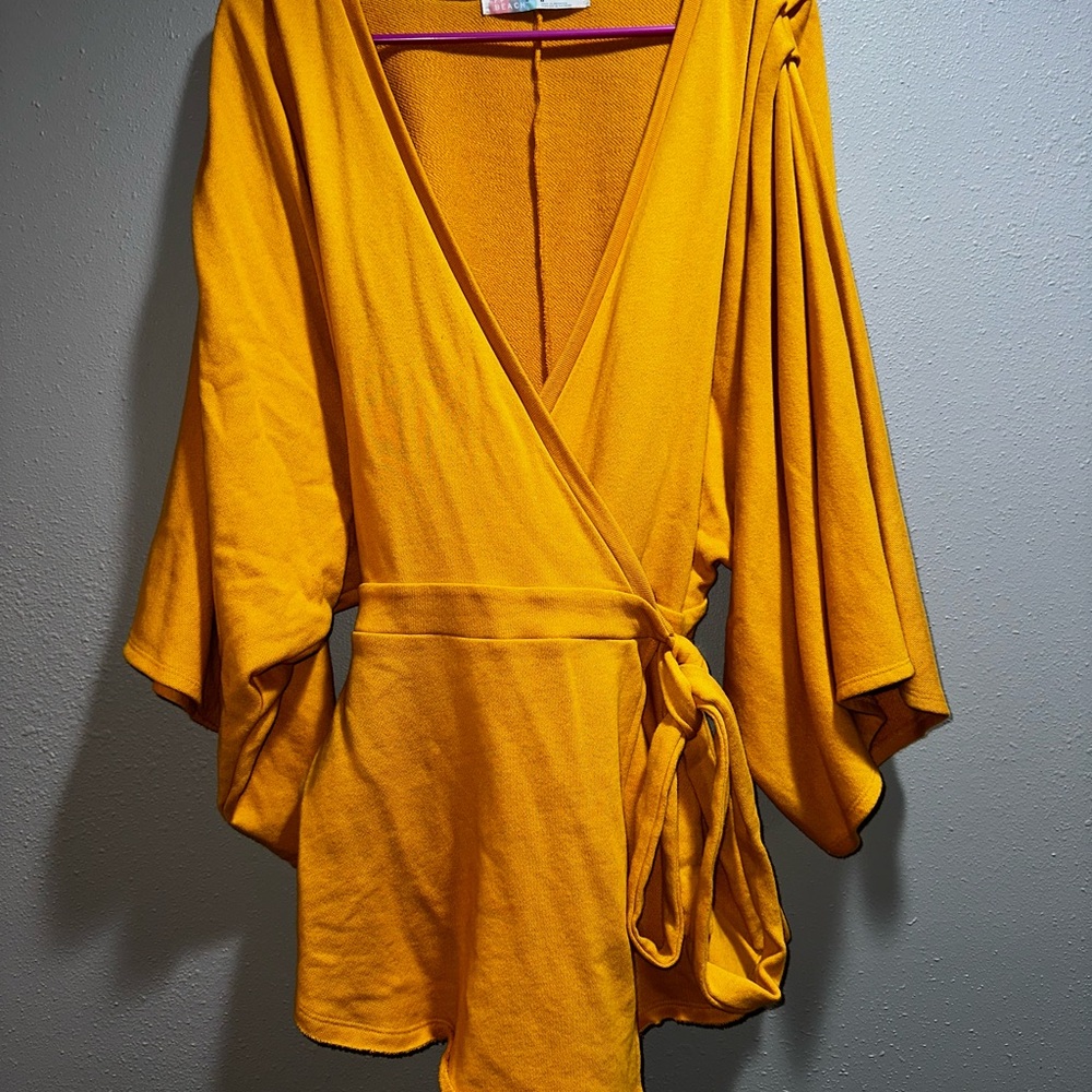 Free People Beach Yellow Wrap Top medium